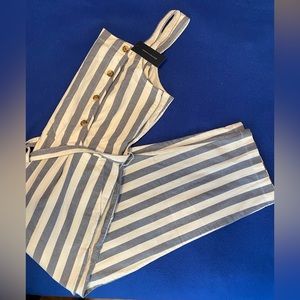 NWT Tommy Hilfiger Women's Bow Tie Jumpsuit in Blue & White XL